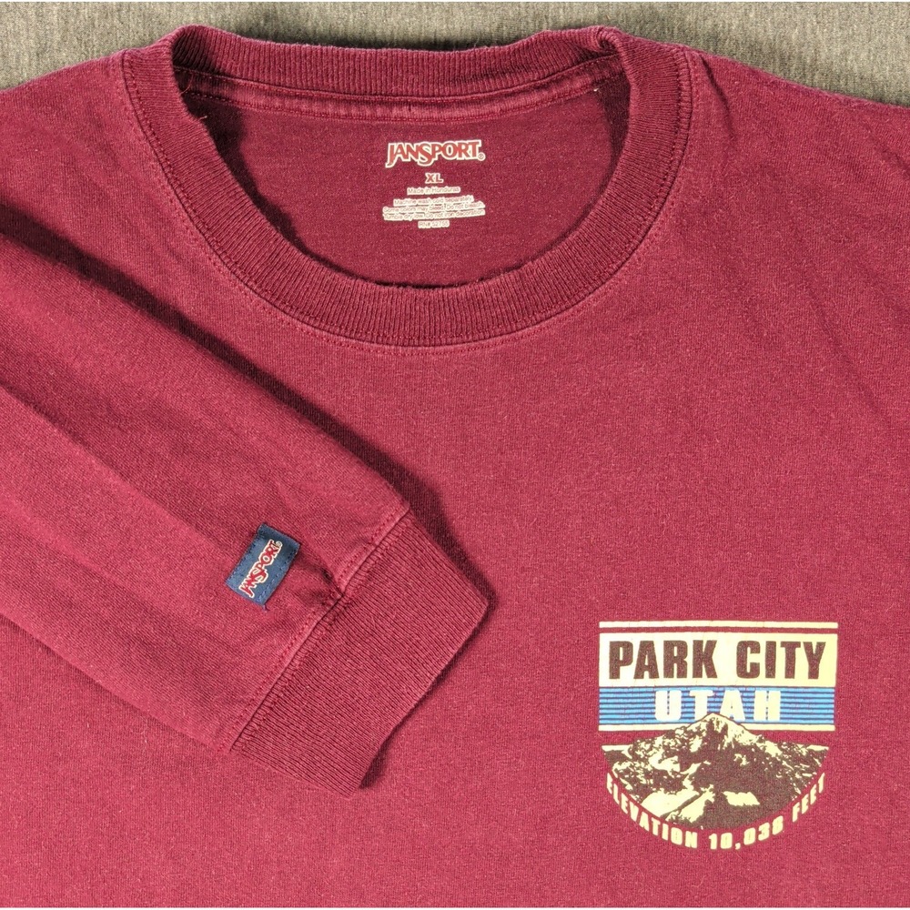 Vtg PARK CITY UTAH Jansport Long Sleeve Wasatch Graphic T-Shirt Mens XL Gorpcore